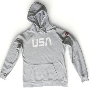 The North Face Hoodie Womens Medium Gray USA Graphic Pullover Sweatshirt‎ Logo